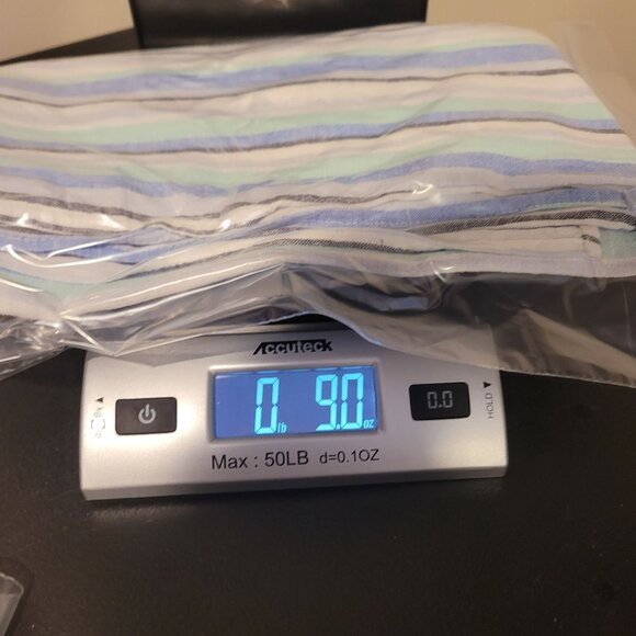 VINCE CAMUTO LINEN STRIPED RUFFLE STRAP DRESS SLEEVELESS MIDI AQUA ICE  Pockets - Picture 12 of 12